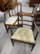 19th cent. and later dining chairs plus a 20th cent. Metamorphic child's highchair. (6)