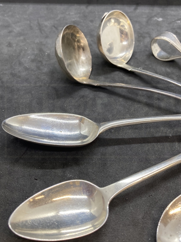 Hallmarked Silver: Pair of sauce ladles and various spoons, various hallmarks. Total weight 9.44oz. - Image 2 of 2