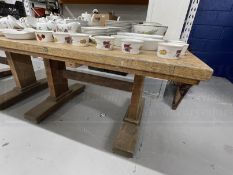 1920s/30s Art Deco oak refectory table with stylised legs in the manner of Heals. By repute ex-