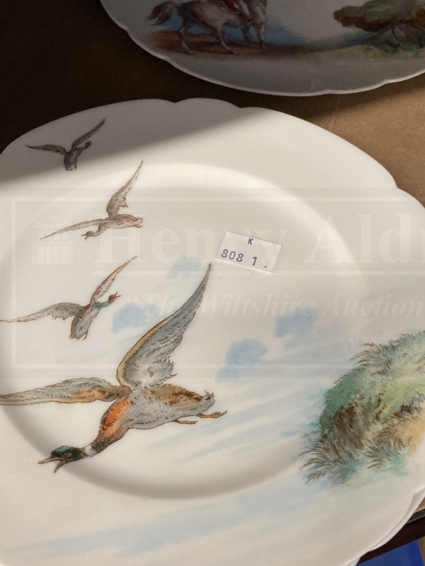 Paris porcelain hand painted plates each depicting a different hunting scene marked with impressed N - Image 3 of 4