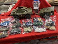 Toys/Action Man: Unboxed miscellaneous guns, instruction books, playworn APC, trailer and uniforms