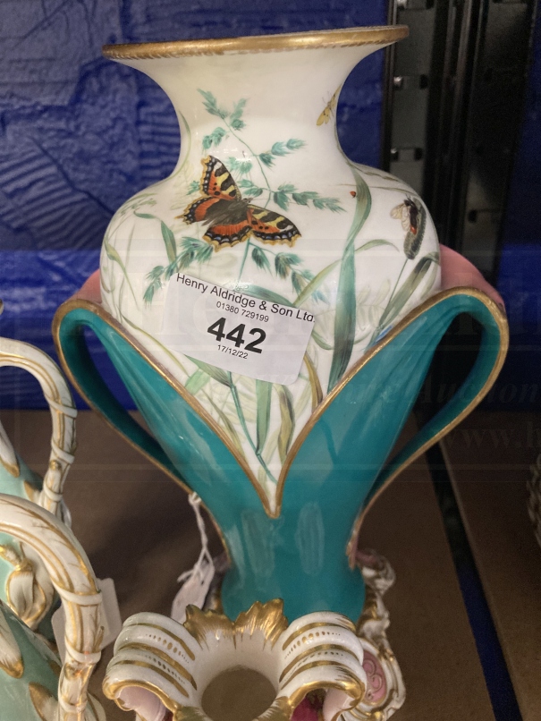 19th cent. Worcester vase in the Sevres style, Ridgeway vases a pair, Coalport vase and small - Image 3 of 4