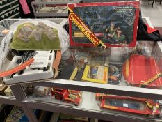 Toys: Large collection of Hornby OO, some boxed, Wrenn Micro Model, playworn Scalextric, etc.