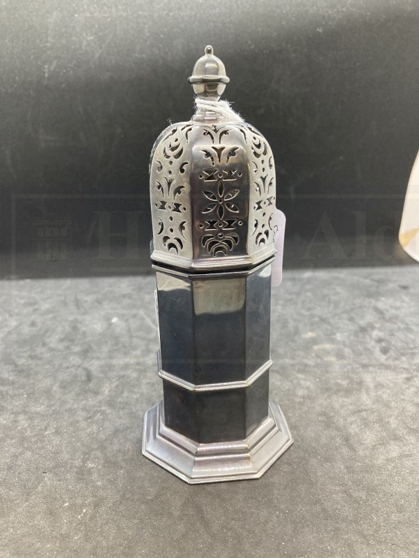 Hallmarked Silver: Sugar sifter octagonal in shape. Weight 5.1oz. - Image 2 of 2
