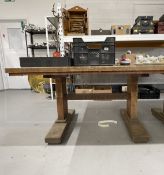 1920s/30s Art Deco oak refectory table with stylised legs in the manner of Heals. By repute ex-