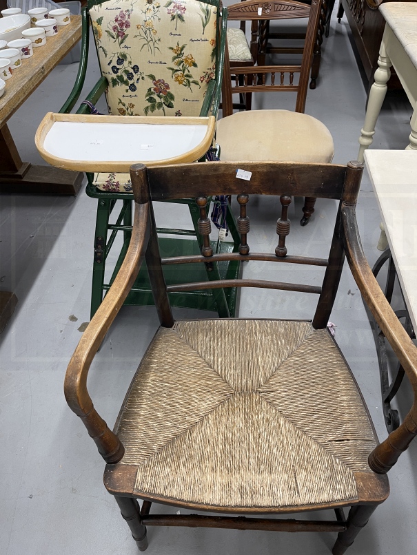 19th cent. and later dining chairs plus a 20th cent. Metamorphic child's highchair. (6) - Image 2 of 3
