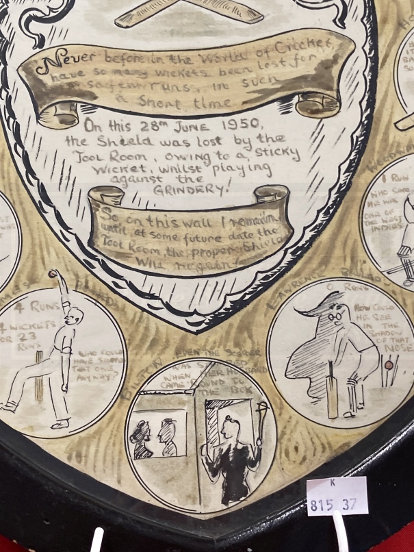 Cricket/Sporting: Unusual 1950s Club Cricket Memorial Shield 'On This Day 28th June 1950 The - Image 4 of 4