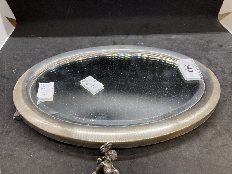 Hallmarked Silver: Oval mirror 9½ins. x 6½ins. Plus eight place name holders in the form of cherubs. - Image 4 of 4