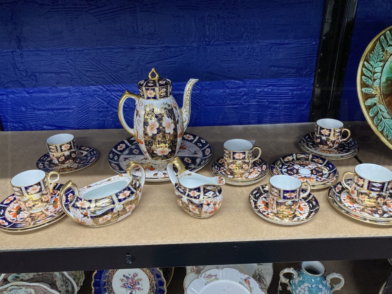 Royal Crown Derby tea ware Imari pattern 2451, fifty-five pieces to include tea set, coffee set side - Image 2 of 8
