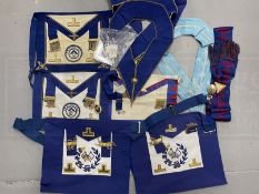 Masonic: Selection of 1970s Regalia to include sashes and base metal jewels, etc.