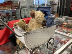 Toys: Pre-war straw filled dog, long eared bunny (possibly Wilfred) from Pip, Squeak, and Wilfred,