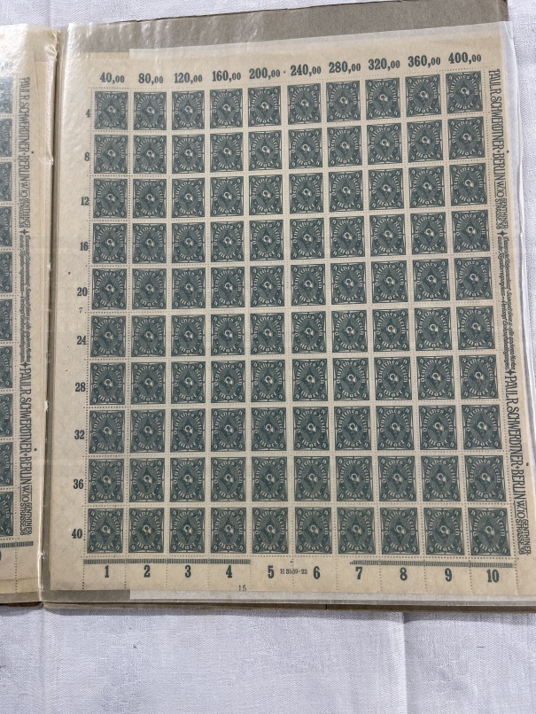 Stamps: Germany, 1921 The Weimer Republic, complete unused sheets of 100 stamps in a SAFE album - Image 2 of 3