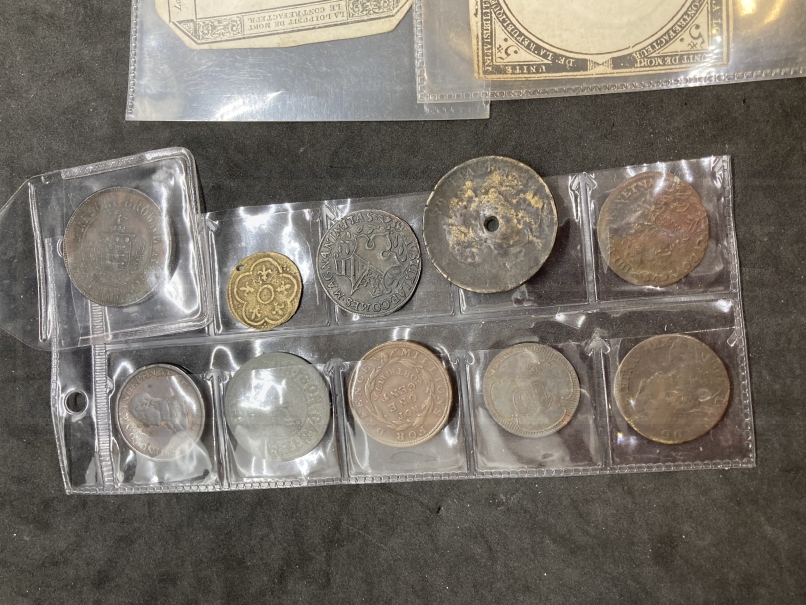 Coins & Tokens: U.S. Washington Independence 1783 (worn), Garrison Canteen Birr one penny undated, - Image 2 of 3