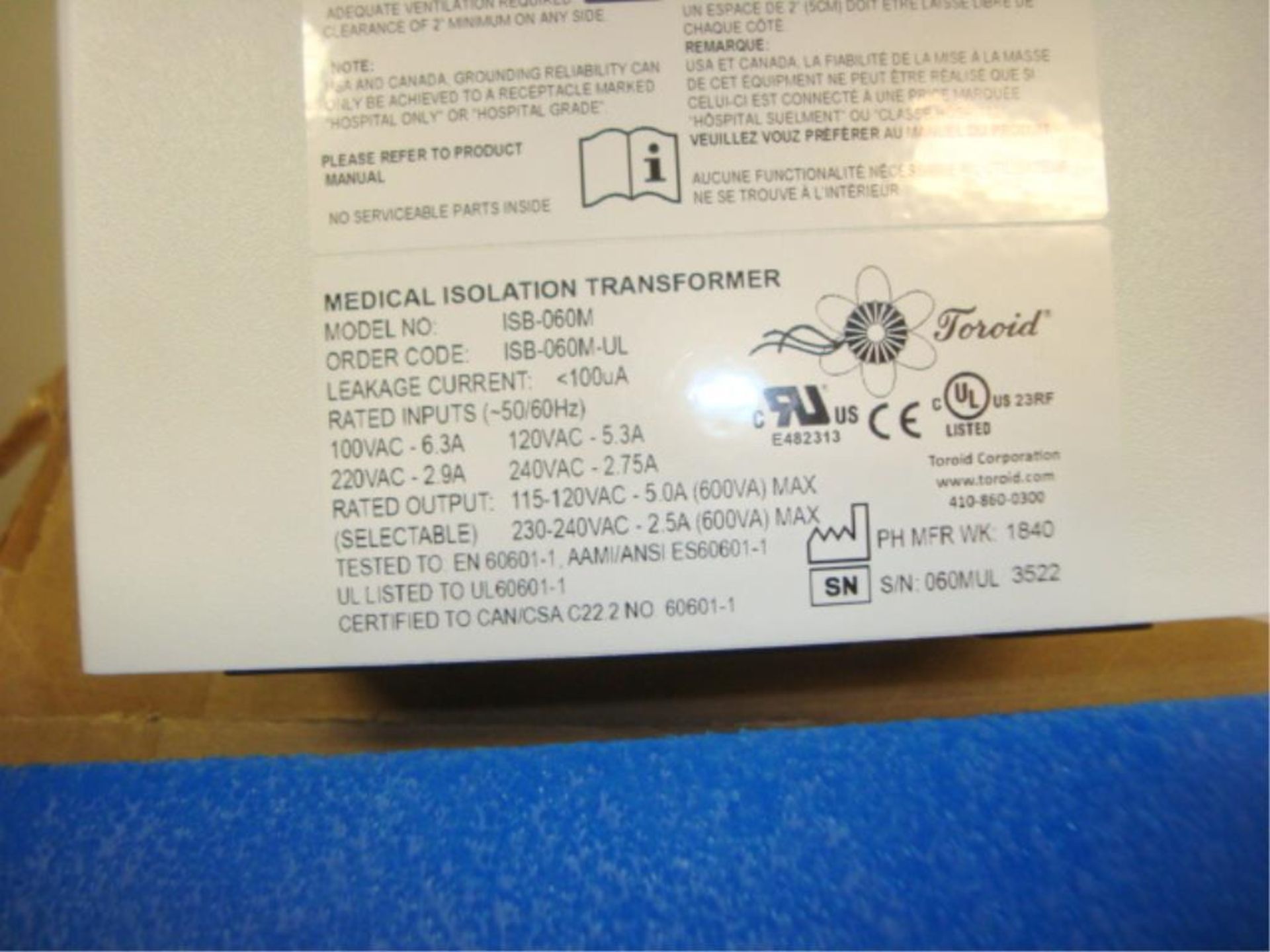 600 VA Medical Grade Isolation Transformer - Image 6 of 9