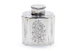 A FRENCH SILVER TEA CADDY