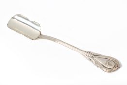 A VICTORIAN SILVER LILY PATTERN STILTON SCOOP