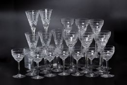 A PART SUITE OF ENGRAVED CRYSTAL TABLE GLASS