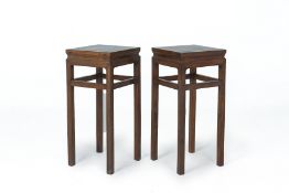 A PAIR OF ELM SQUARE SIDE TABLES
