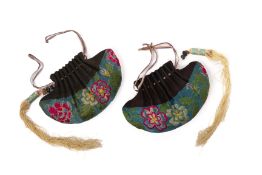A PAIR OF CHINESE EMBROIDERED SILK PURSES