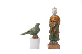 A SANCAI GLAZED TANG STYLE FIGURE