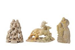 THREE SOAPSTONE CARVINGS