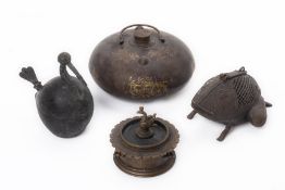 A GROUP OF FOUR ASIAN METALWARE ITEMS