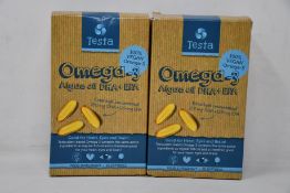 Ten boxes of Testa - Omega-3 Algae Oil DHA + EPA (60 softgels each, BB: 02/23).