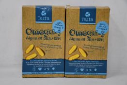Ten boxes of Testa - Omega-3 Algae Oil DHA + EPA (60 softgels each, BB: 02/23).
