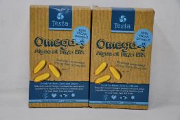 Ten boxes of Testa - Omega-3 Algae Oil DHA + EPA (60 softgels each, BB: 02/23).