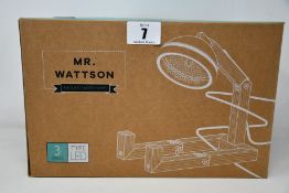 A boxed as new Piffany Copenhagen Mr Wattson ash wood lamp.