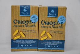 Ten boxes of Testa - Omega-3 Algae Oil DHA + EPA (60 softgels each, BB: 02/23).
