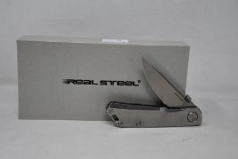 Six as new Real Steel Luna Eco pocket knives in stonewash.
