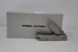 Six as new Real Steel Luna Eco pocket knives in stonewash.