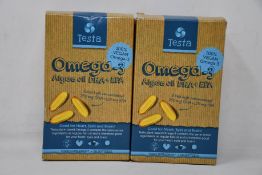 Ten boxes of Testa - Omega-3 Algae Oil DHA + EPA (60 softgels each, BB: 02/23).