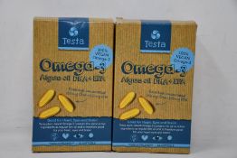 Ten boxes of Testa - Omega-3 Algae Oil DHA + EPA (60 softgels each, BB: 02/23).