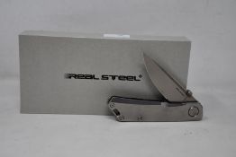Six as new Real Steel Luna Eco pocket knives in stonewash.