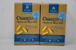 Ten boxes of Testa - Omega-3 Algae Oil DHA + EPA (60 softgels each, BB: 02/23).