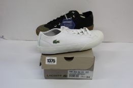 Two pairs of as new Lacoste sneakers; Topskill (UK 7) and Gripshot (UK 6).