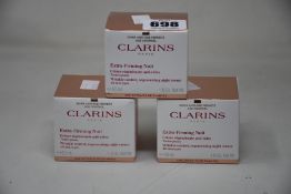 Three boxed as new Clarins Extra-Firming Nuit (50ml).