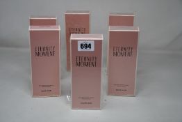 Five boxed as new Calvin Klein Eternity Moment eau de parfum (100ml).