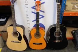 A pre-owned Fender FA Series acoustic guitar, a pre-owned Alicante Liberty acoustic guitar and a