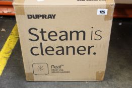 A boxed Dupray Neat steam cleaner, multipurpose heavy duty steamer for floors, cars and home.