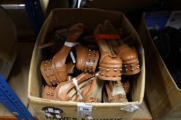 A quantity of as new (Seconds) tan leather and stud detail Lungta de fancy heels (Various sizes) (