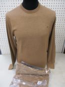 Two as new Calvin Klein superior wool crew neck sweaters in caramel (S).
