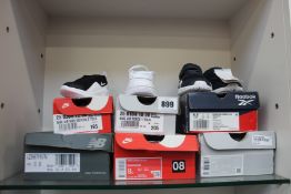 Seven pairs of infants as new trainers to include New Balance, Reebok and Nike.