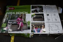 A Keter Eden bench garden storage box (Some damage to box).