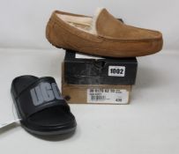 A pair of as new Ugg Ascot slippers (UK 8) and a pair of Ugg Wilcox slide (UK 6).