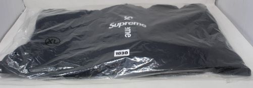 An as new Supreme Cross Box Logo Hooded Sweatshirt in black (XL).