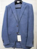 An as new Suit Supply mid-blue checked three piece suit (98/40L - RRP £429).