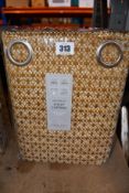 A pair of as new John Lewis & Partners Rona weave ochre eyelet curtains (RRP £180.00).